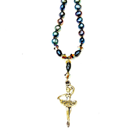 Handmade Ballerina and Grey Nutcracker Christmas Necklace - Picture 3 of 8